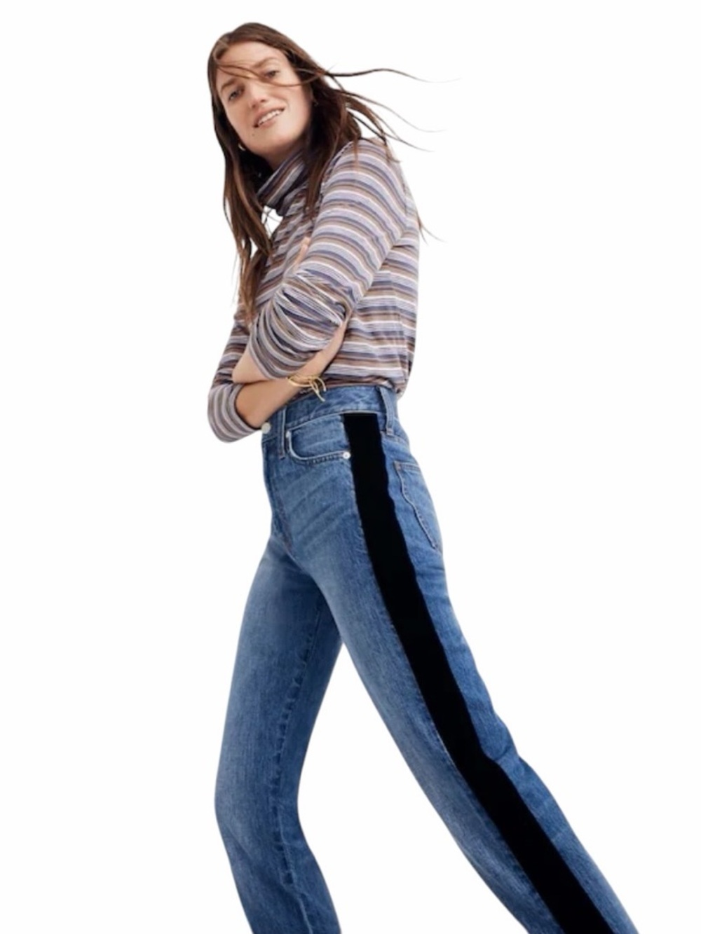 Madewell The Perfect Vintage Jean: Black Velvet Tux Stripe Edition Size 28 #2147